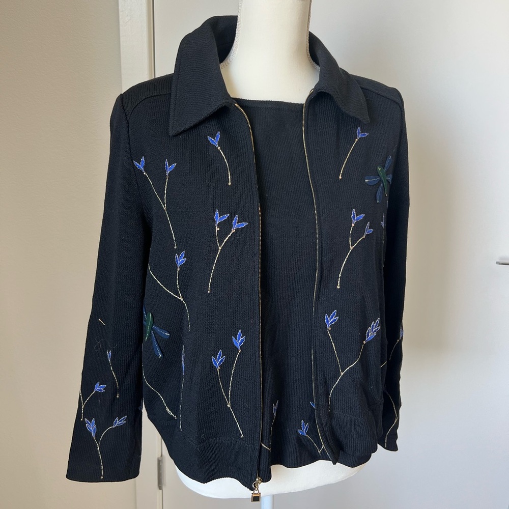 St. John Embroidered Blazer & Tank